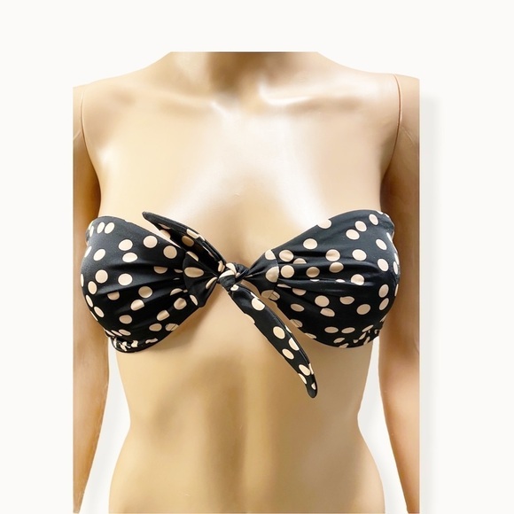NWOT Topshop Polka Dot Bandeau Bow Front - Picture 2 of 4